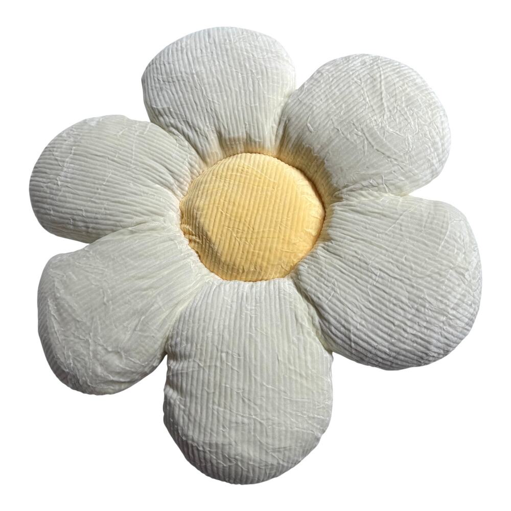Lissidoll Flower Plush THROW PILLOW 16.5" Cushion Soft White Yellow Girls Room